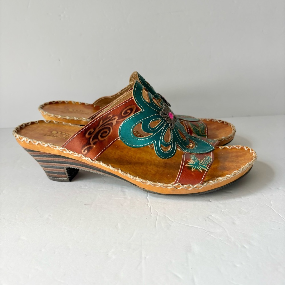 Spring Step Palace Leather Kitten Heel Sandals